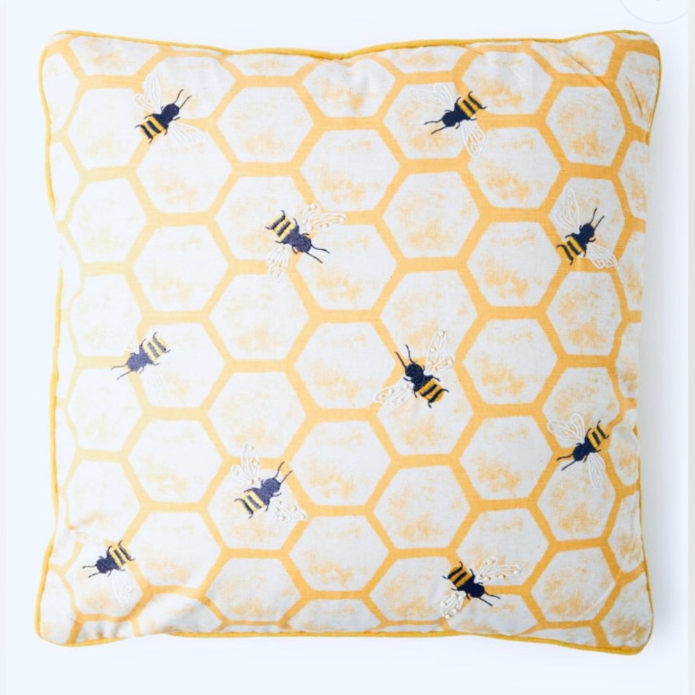 Place & Time Yellow Beehive Cotton Pillow - NEW!